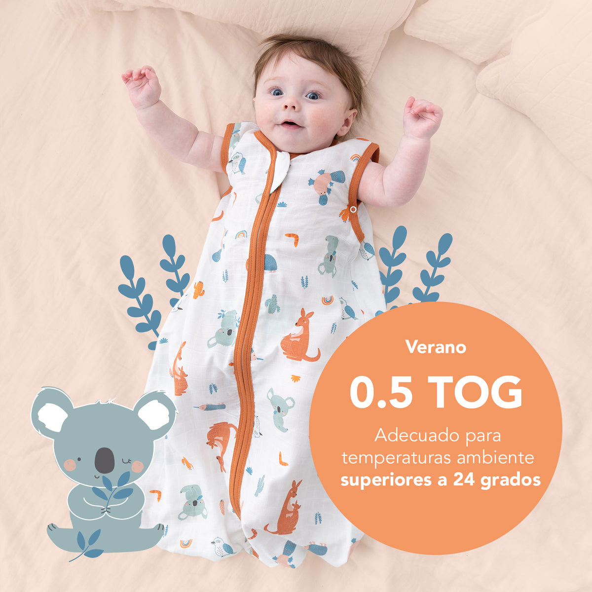Saco de dormir para bebé de muselina 0.5 TOG_Dinosaurio_TOG_415