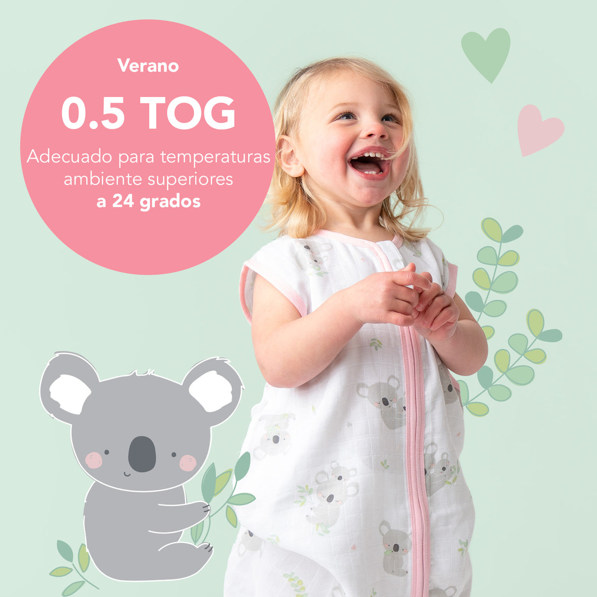 Saco de dormir para bebé de muselina 0.5 TOG_Koala_TOG_415