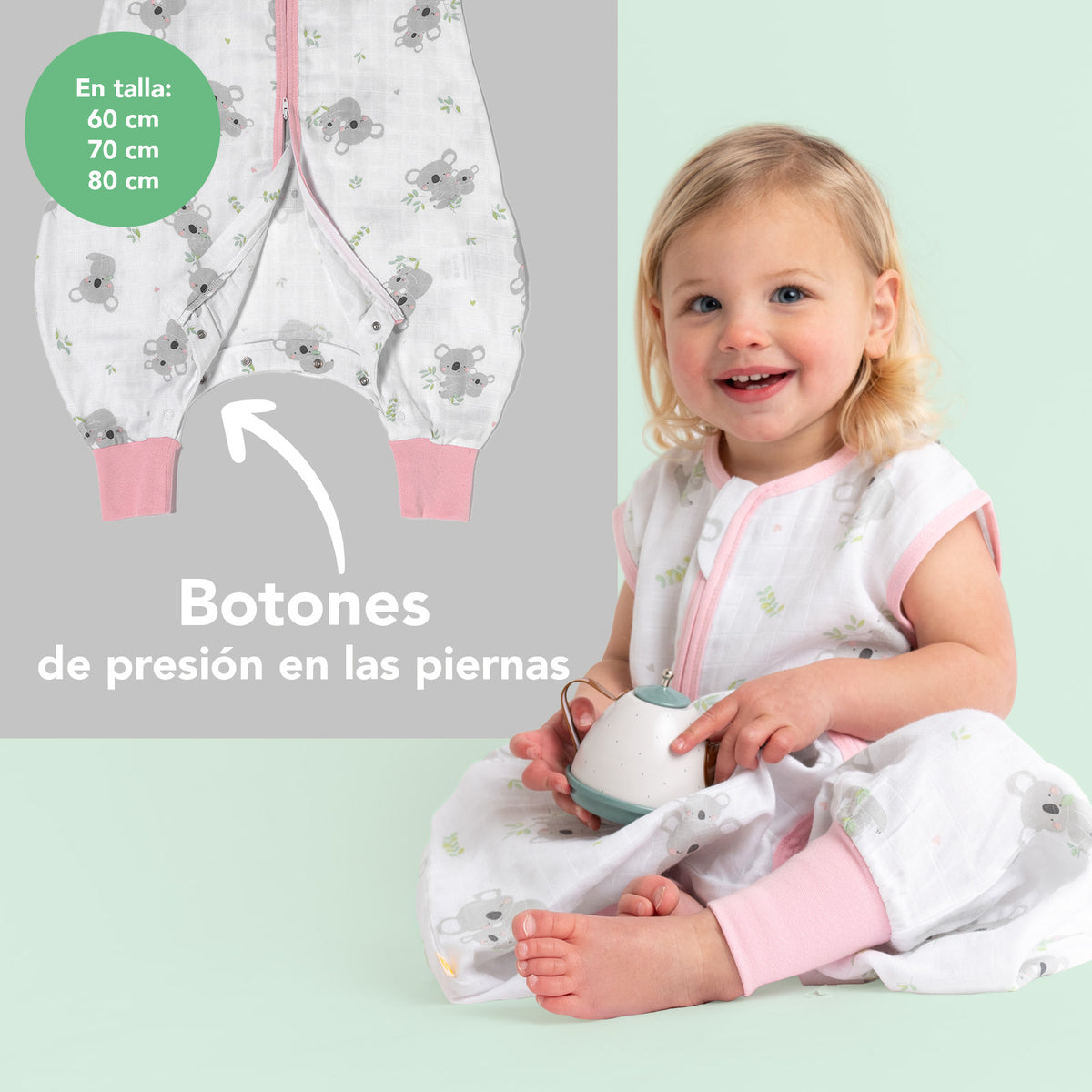 Saco de dormir con pies de muselina 0.5 TOG_Koala_zona del pie_412