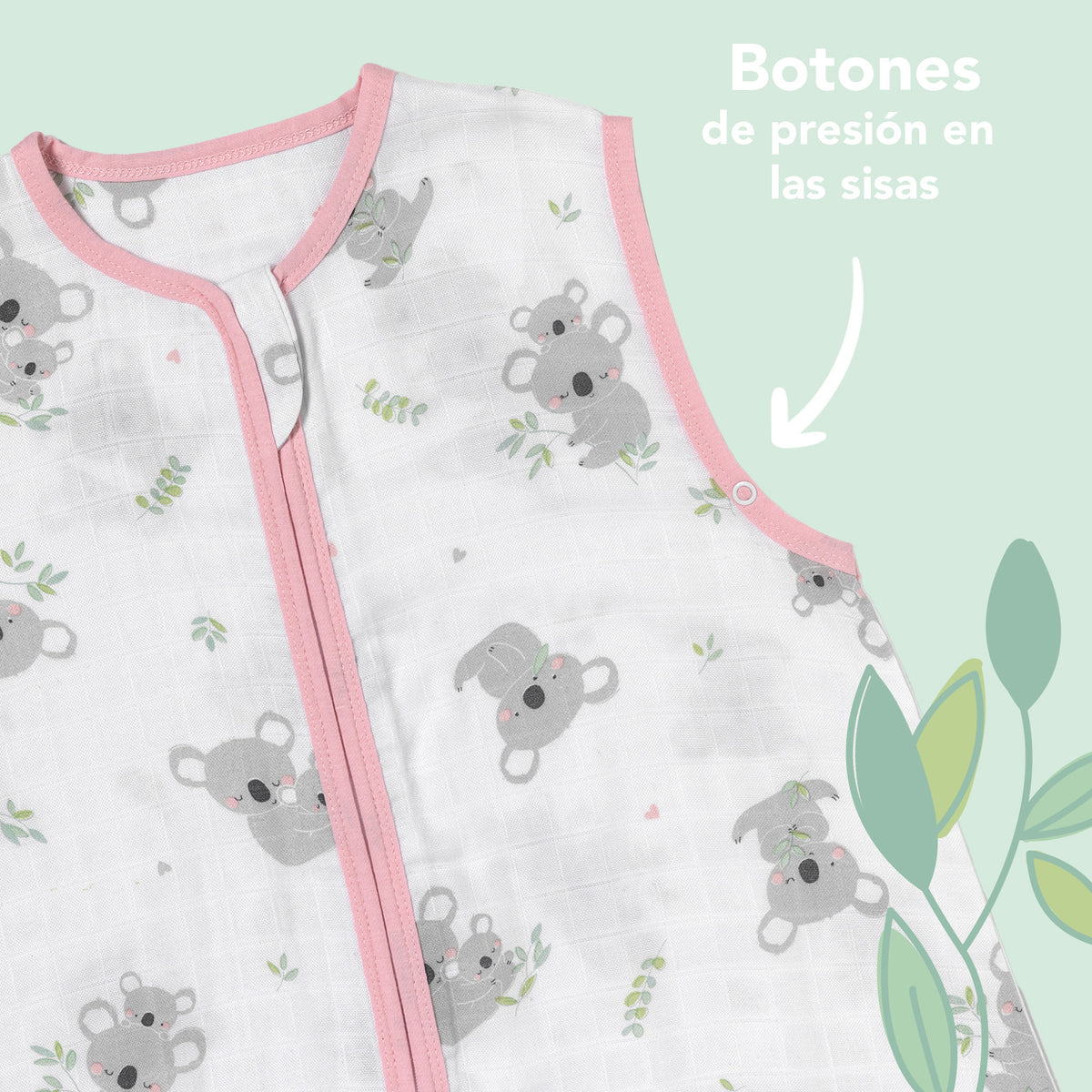 Saco de dormir con pies de muselina 0.5 TOG_Koala_zona del brazo_412