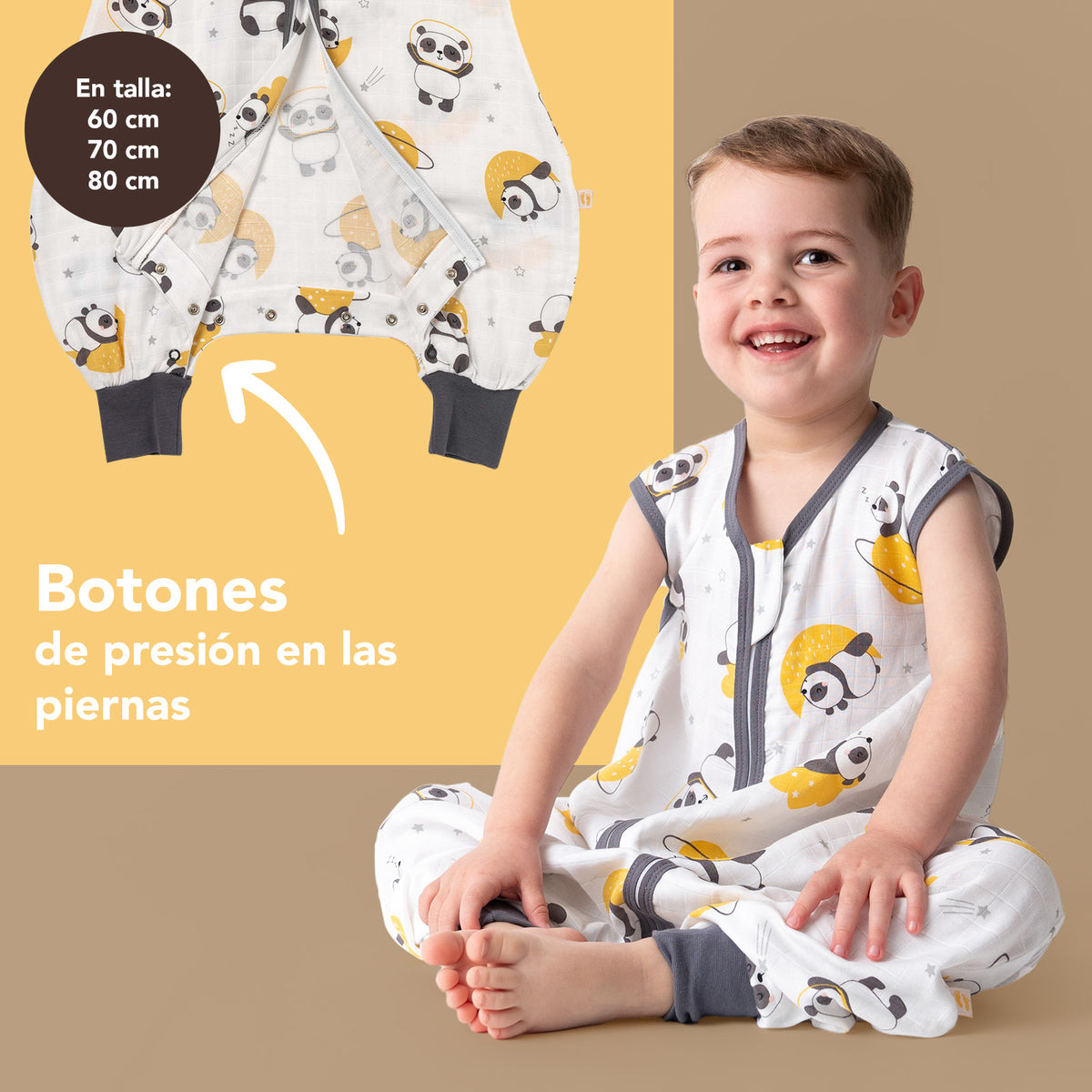 Saco de dormir con pies de muselina 0.5 TOG_Panda_zona del pie_412