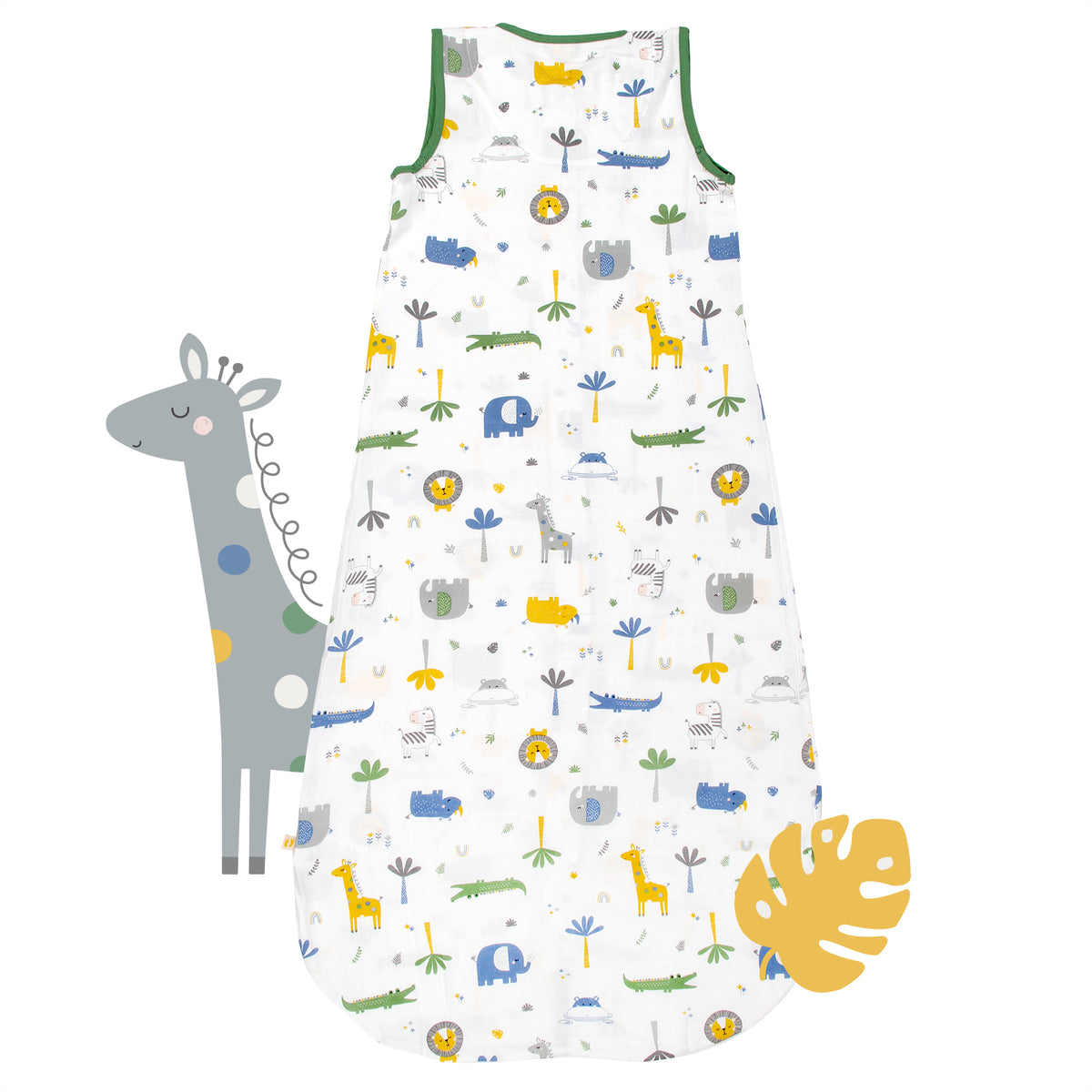 Saco de dormir para bebé de muselina 0.5 TOG_Jungla_parte trasera_415