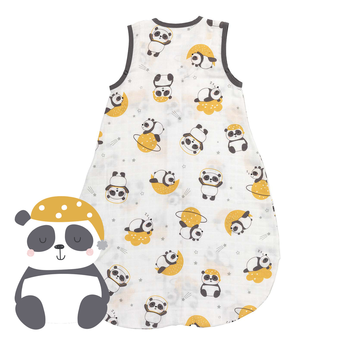 Saco de dormir para bebé de muselina 0.5 TOG_Panda_parte trasera_415