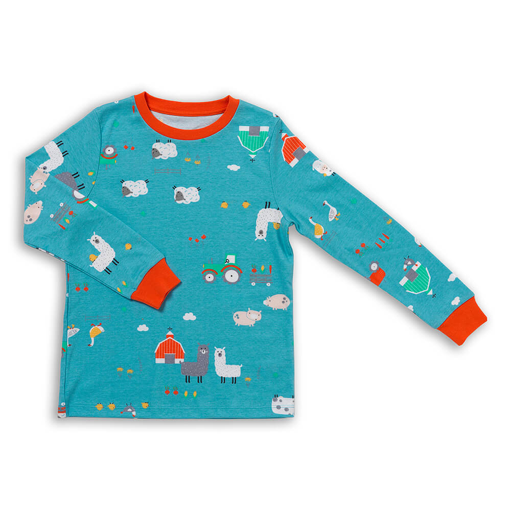 Pijama de niño de algódon orgánico_Granja_parte superior_444