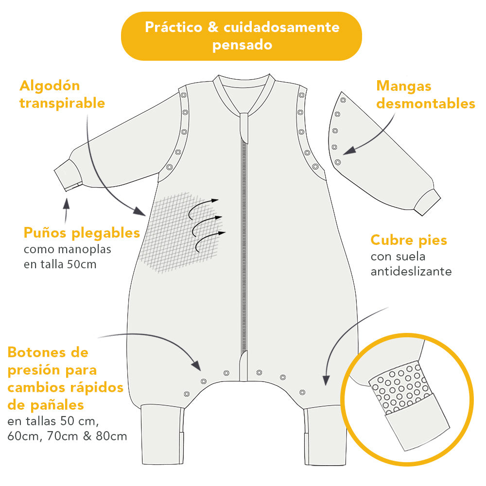 Saco de dormir con pies y suelas antideslizantes y mangas 1.0 TOG_USP_1182