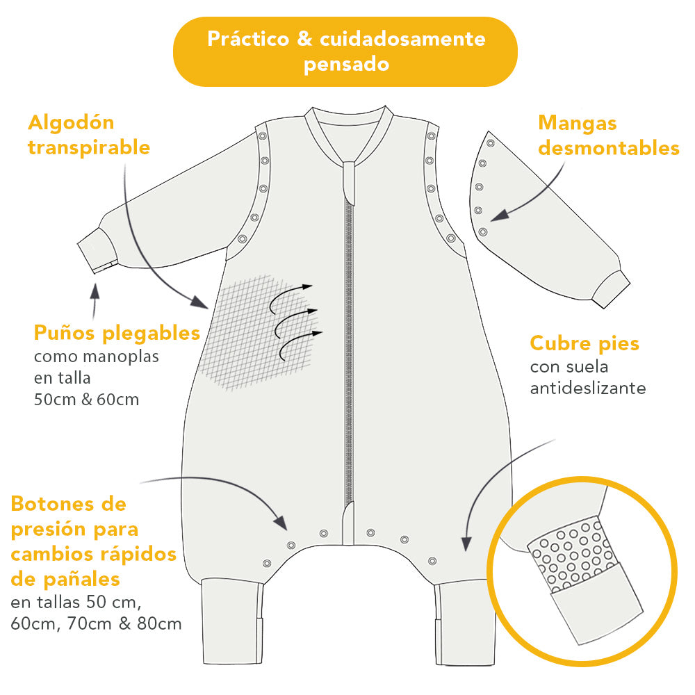 Saco de dormir con pies y suelas antideslizantes y mangas 1.0 TOG_USP_1182