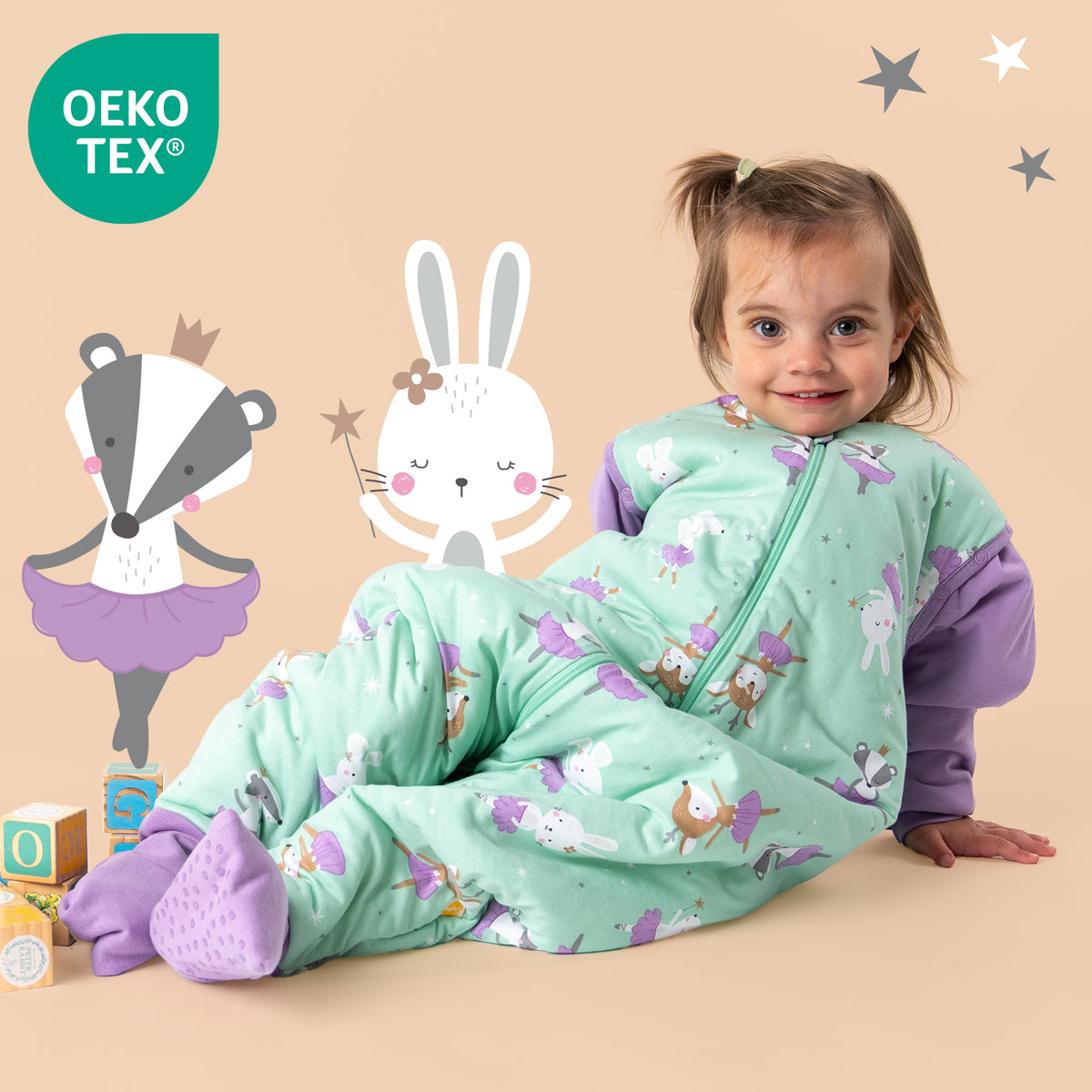 Saco de dormir con pies y suelas antideslizantes y mangas 1.0 TOG_Bailarina_OEKOTEX_1182
