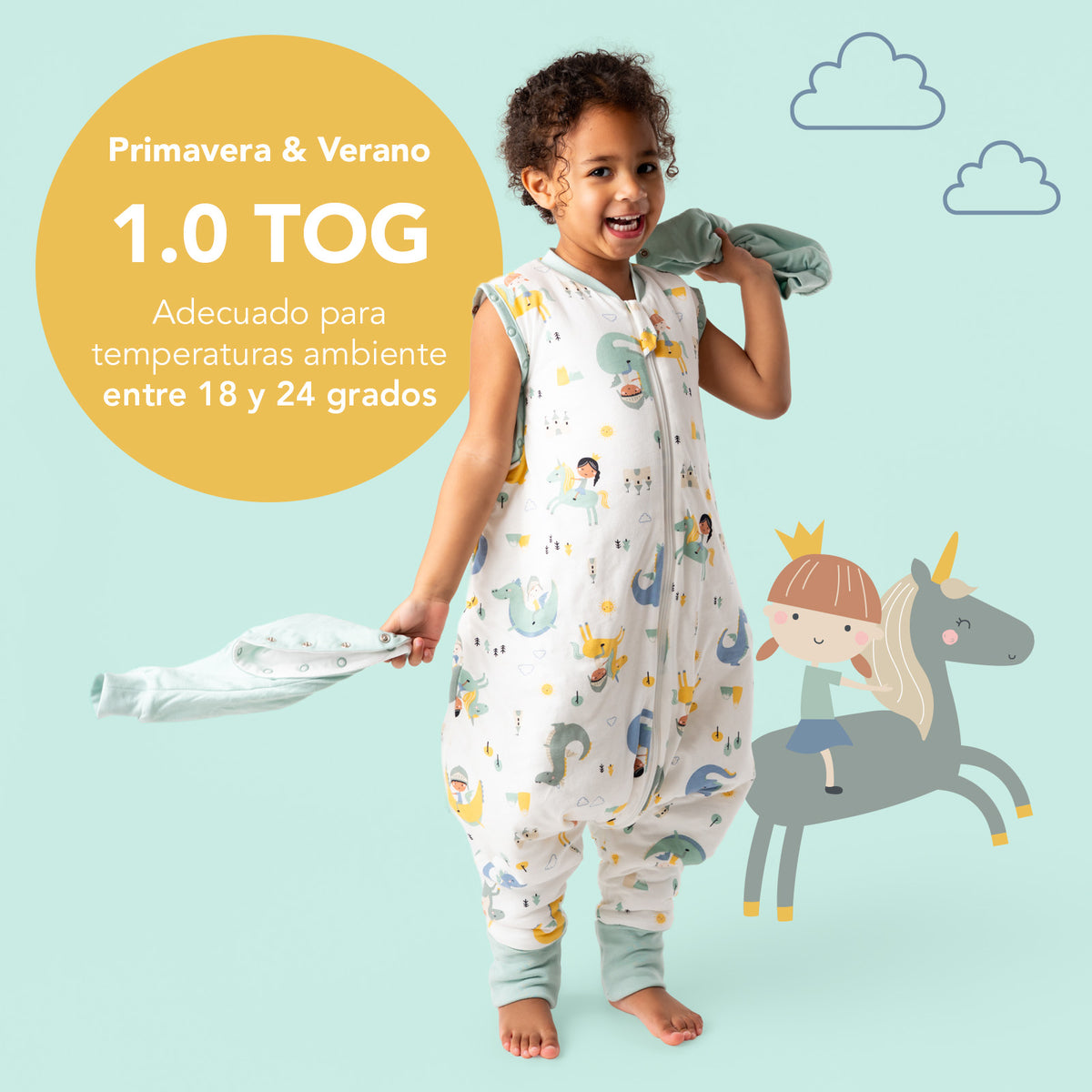 Saco de dormir con pies y suelas antideslizantes y mangas 1.0 TOG_Fantasia_TOG_1182
