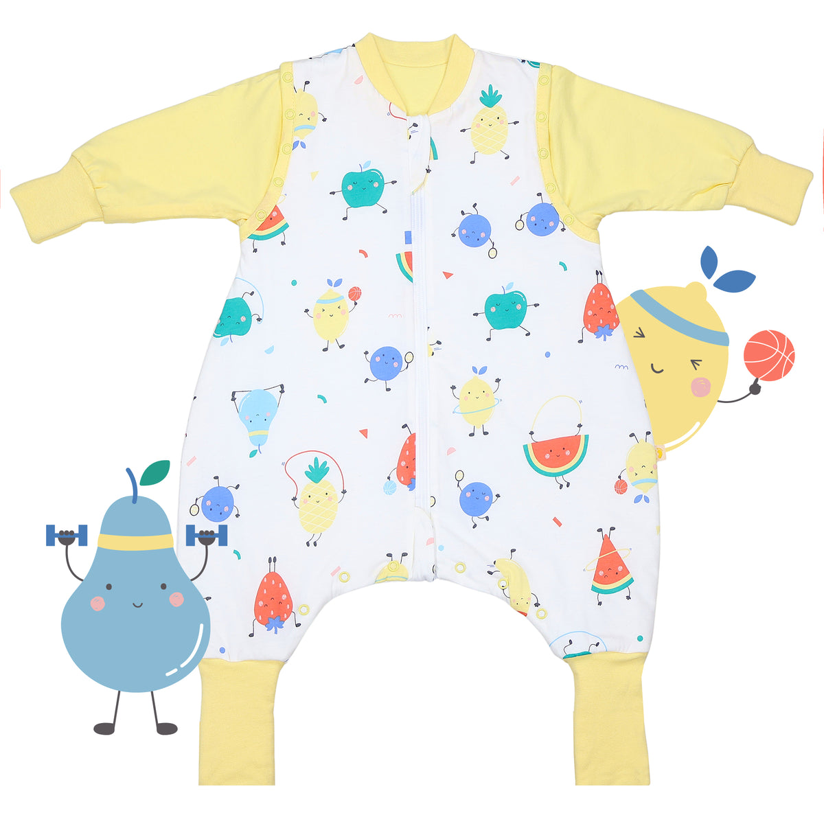 Saco de dormir con pies y suelas antideslizantes y mangas 1.0 TOG_Frutas en Forma_parte frontal_1182
