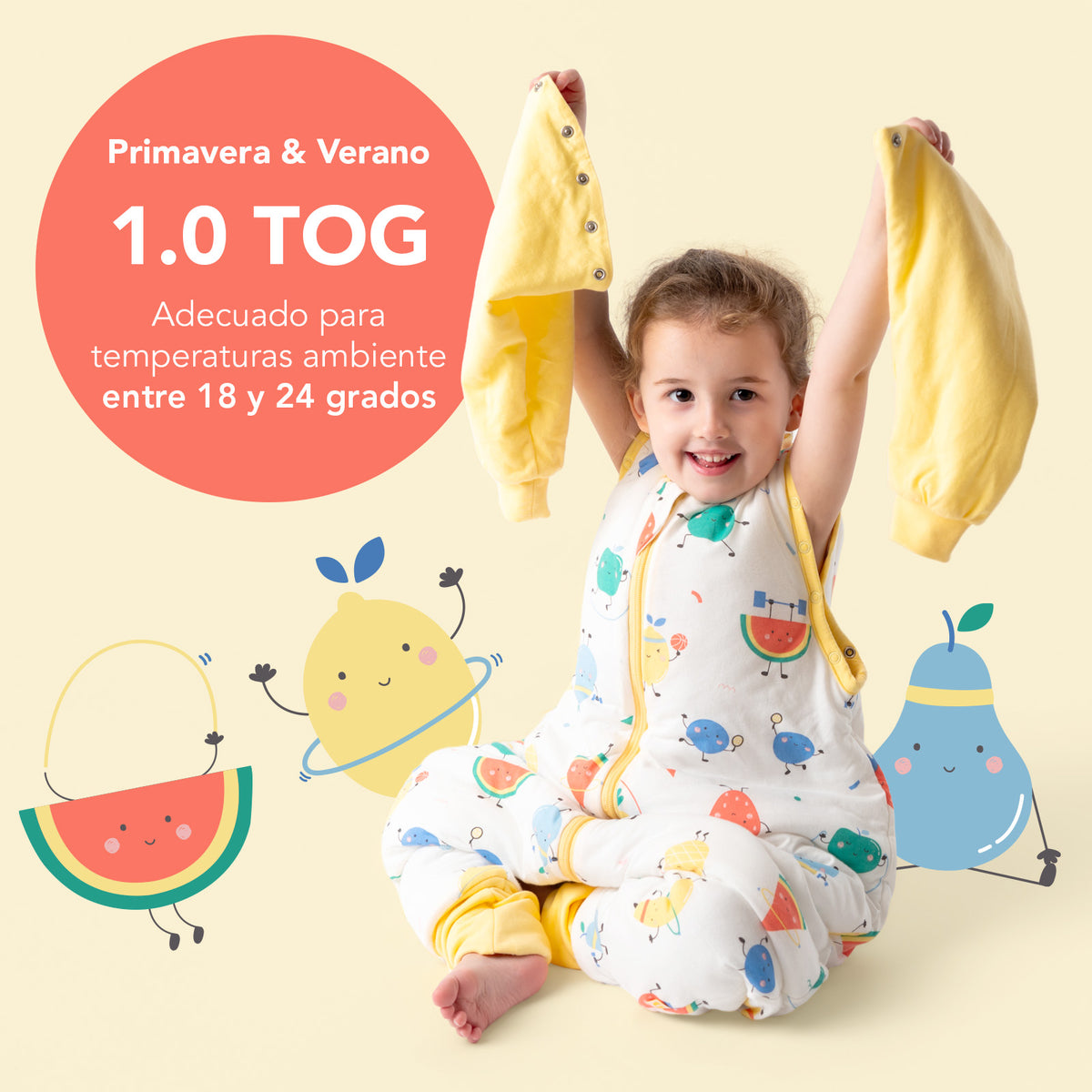 Saco de dormir con pies y suelas antideslizantes y mangas 1.0 TOG_Frutas en Forma_TOG_1182