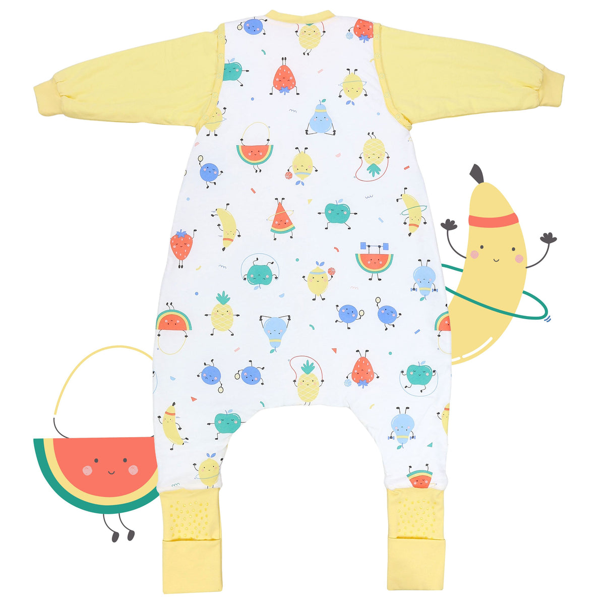 Saco de dormir con pies y suelas antideslizantes y mangas 1.0 TOG_Frutas en Forma_parte trasera_1182