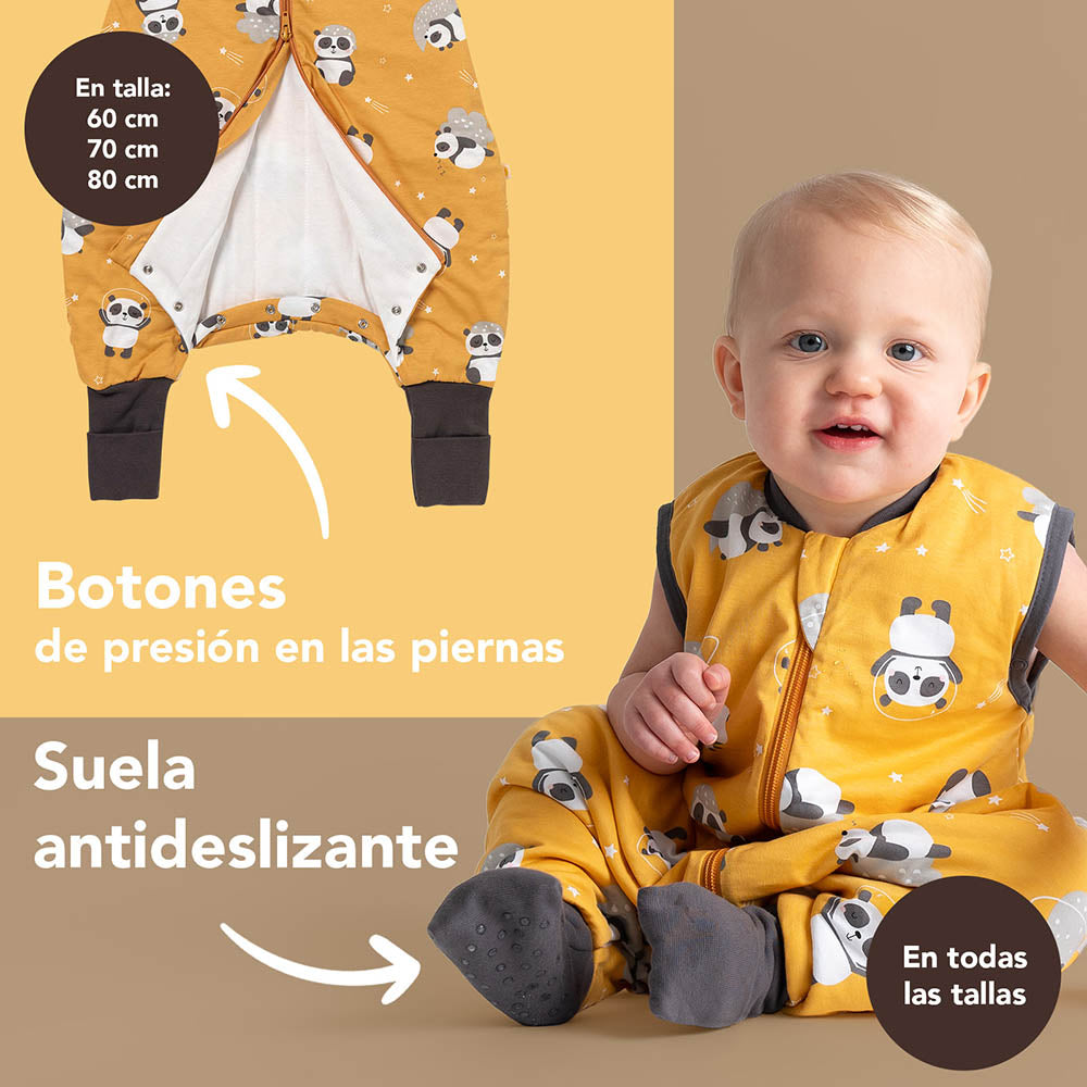 Saco de dormir con pies y suelas antideslizantes y mangas 1.0 TOG_Panda_zona del pie_1182