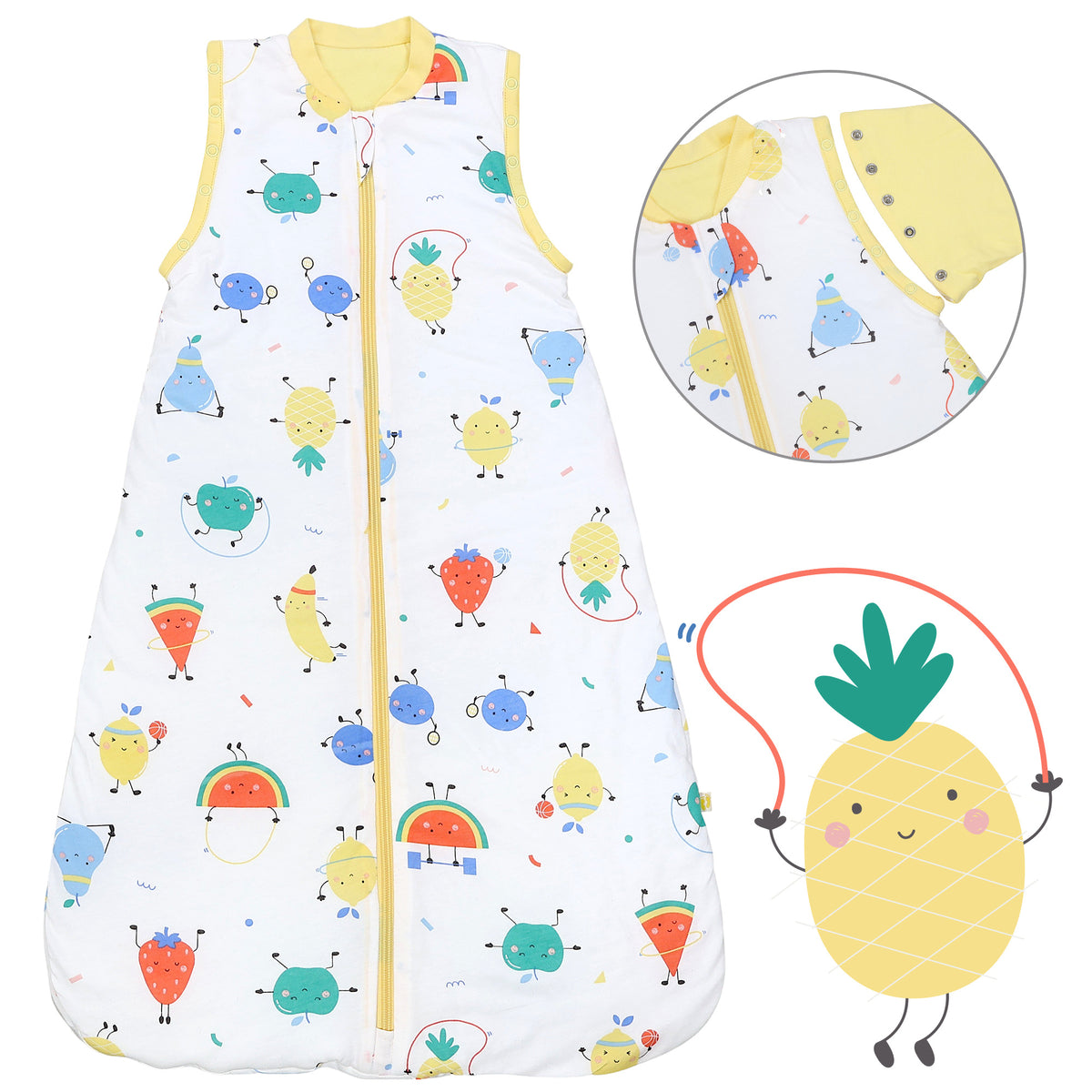 Saco de dormir para bebé 1.0 TOG_Frutas en Forma_Delantero con sisa_1187