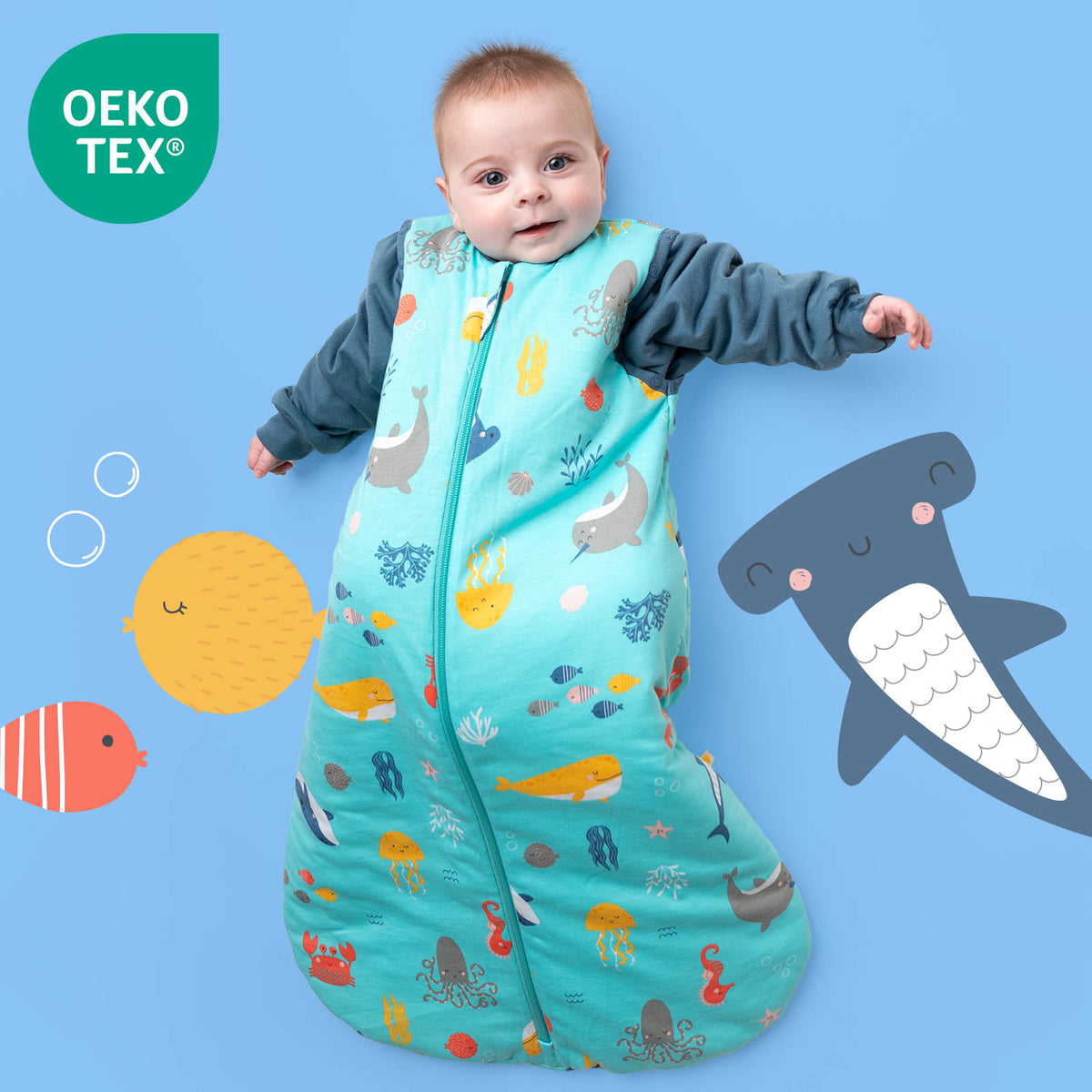 Saco de dormir para bebé 1.0 TOG_Animales marinos_OEKOTEX_1187