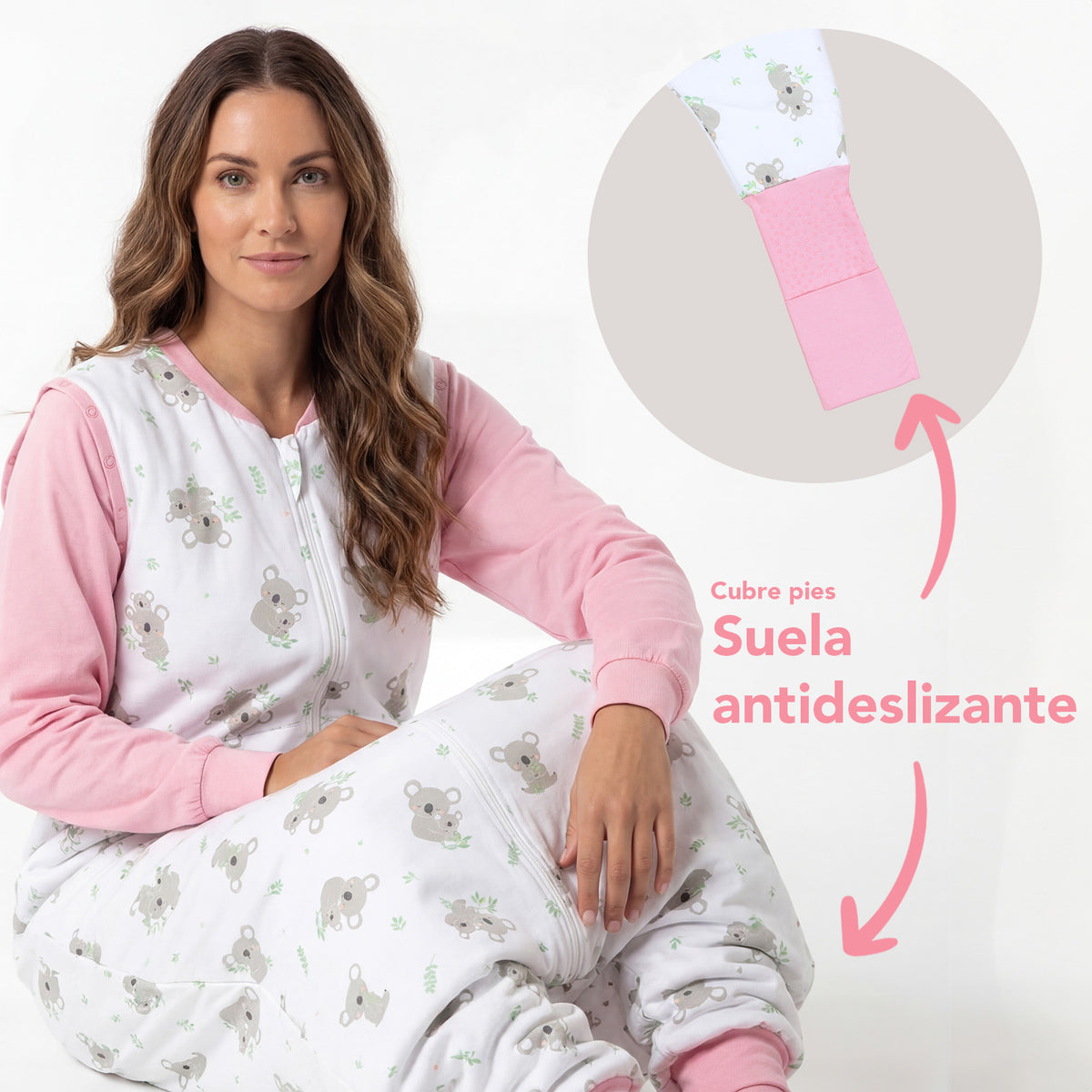 Saco de dormir con pies y suelas antideslizantes para adultos 2.5 TOG_Koala_zona del pie_1188