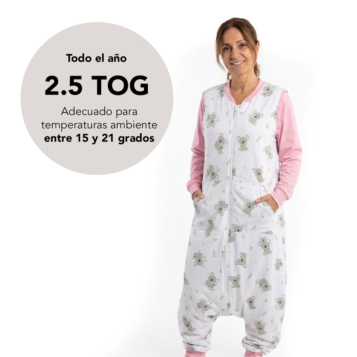 Saco de dormir con pies y suelas antideslizantes para adultos 2.5 TOG_Koala_TOG_1188