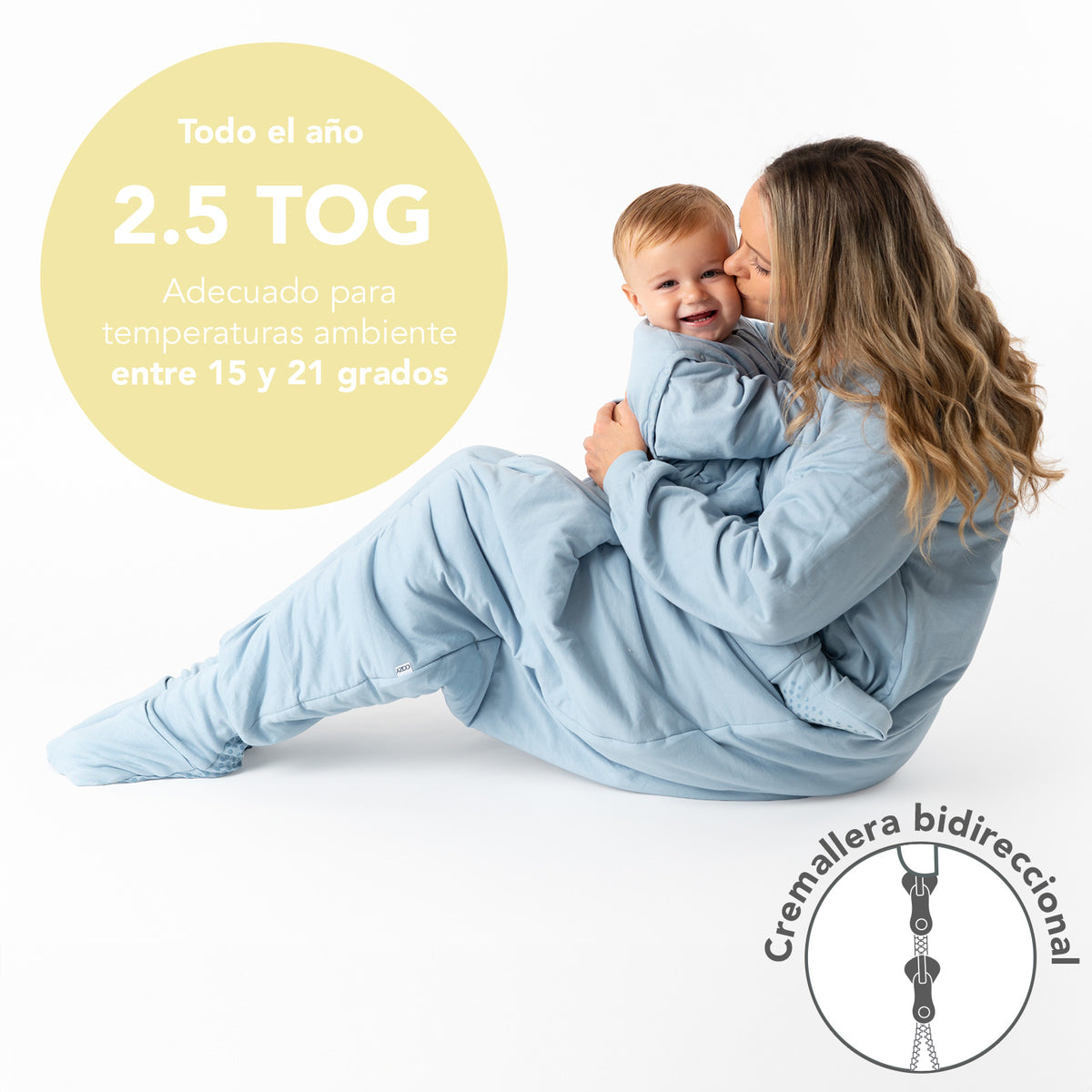 Saco de dormir con pies y suelas antideslizantes para adultos 2.5 TOG_Azul Hielo_TOG_1188