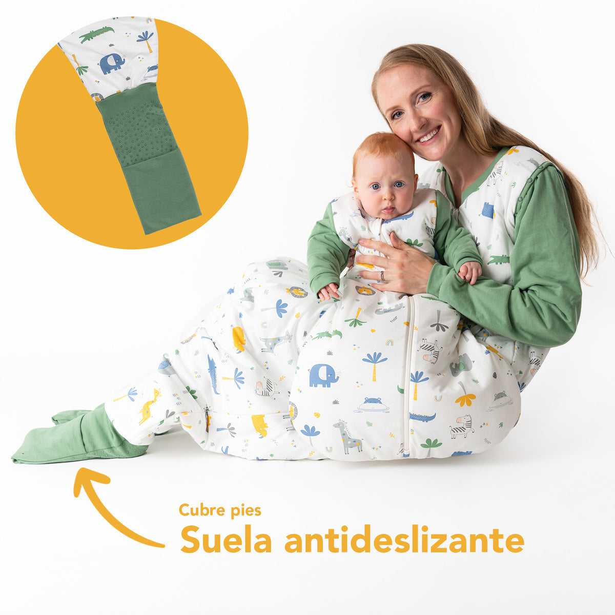 Saco de dormir con pies y suelas antideslizantes para adultos 2.5 TOG_Jungla_zona del pie_1188
