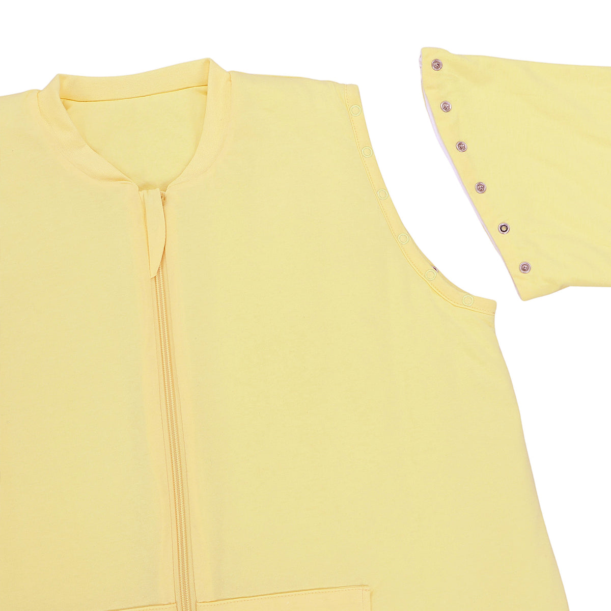 Saco de dormir con pies y suelas antideslizantes para adultos 2.5 TOG_Amarillo Claro_zona del brazo_1188