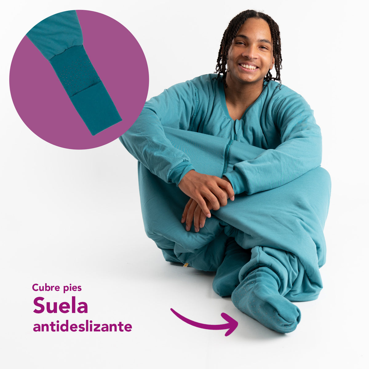 Saco de dormir con pies y suelas antideslizantes para adultos 3.5 TOG_Petróleo_zona del pie_1189