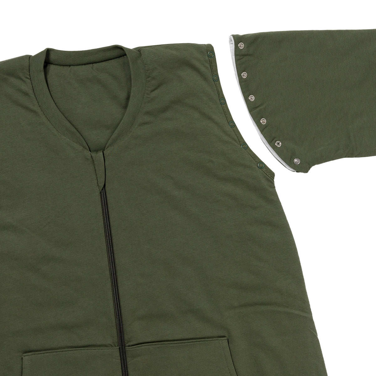 Saco de dormir con pies y suelas antideslizantes y mangas para adultos 1.0 TOG_Olive_zona del brazo_1190