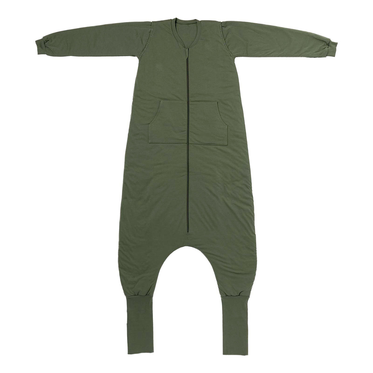 Saco de dormir con pies y suelas antideslizantes y mangas para adultos 1.0 TOG_Olive_parte frontal_1190