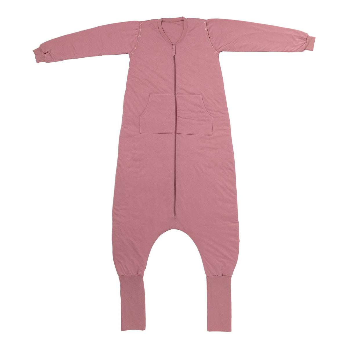 Saco de dormir con pies y suelas antideslizantes y mangas para adultos 1.0 TOG_Rosa pastel_parte frontal_1190