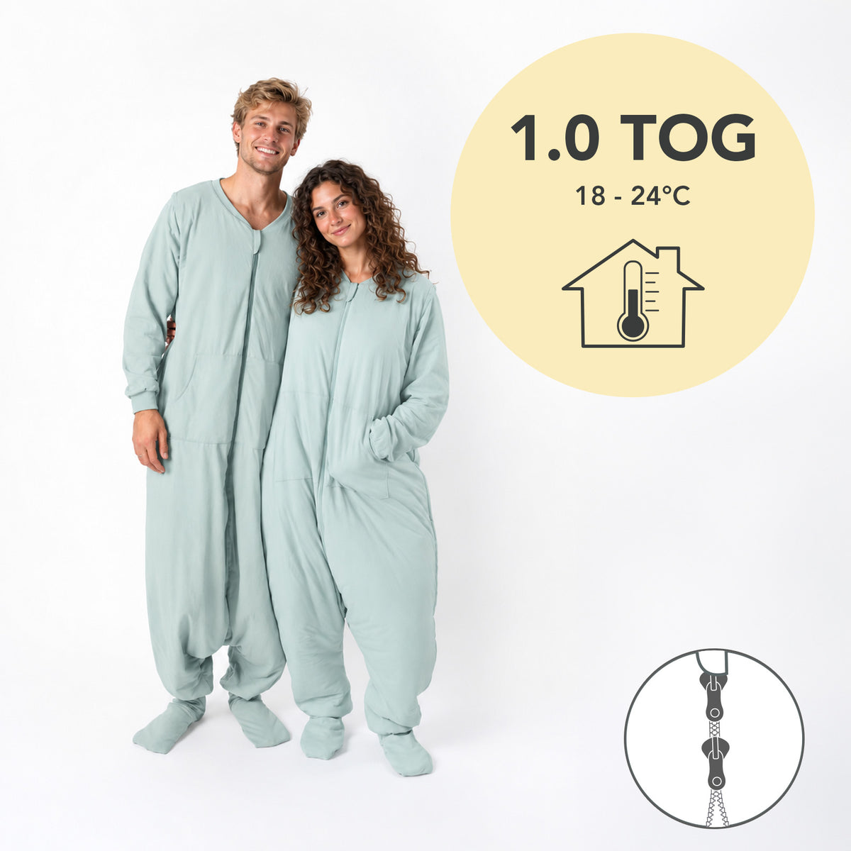 Saco de dormir con pies y suelas antideslizantes y mangas para adultos 1.0 TOG_Salvia_TOG_1190