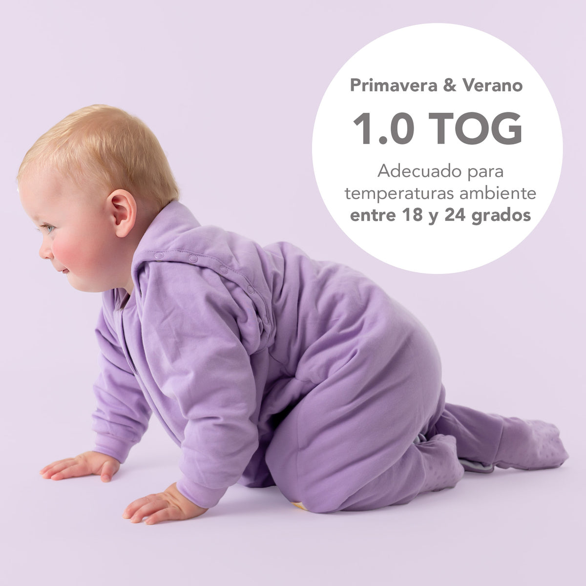 Saco de dormir con pies y suelas antideslizantes y mangas 1.0 TOG_Lila_TOG_1200