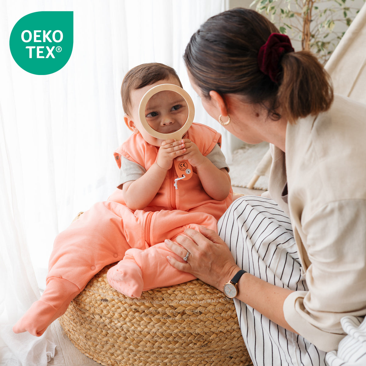 Saco de dormir con pies y suelas antideslizantes y mangas 1.0 TOG_Melocotón_OEKOTEX_1200