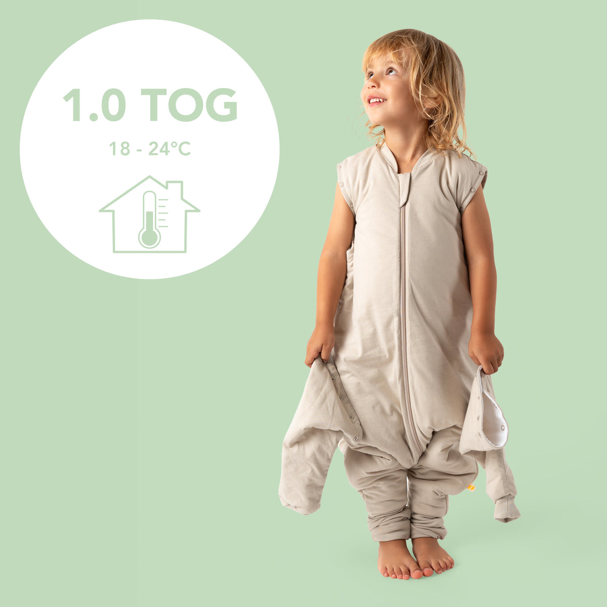 Saco de dormir con pies y suelas antideslizantes y mangas 1.0 TOG_Taupe_TOG_1200