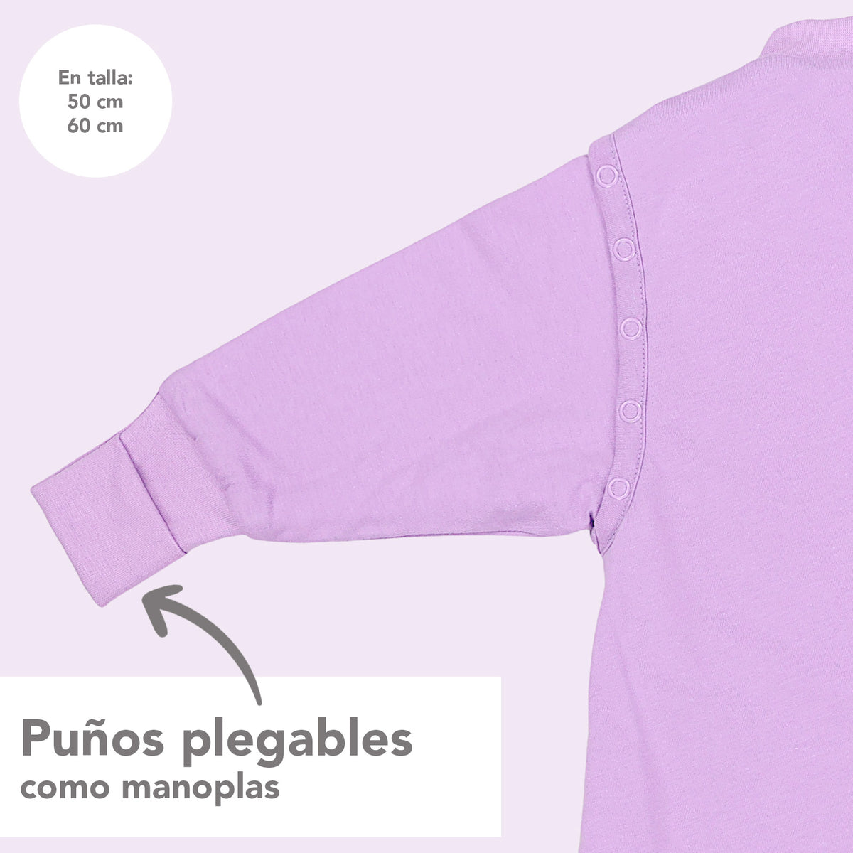 Saco de dormir con pies y suelas antideslizantes 2.5 TOG_Lila_puños_1202