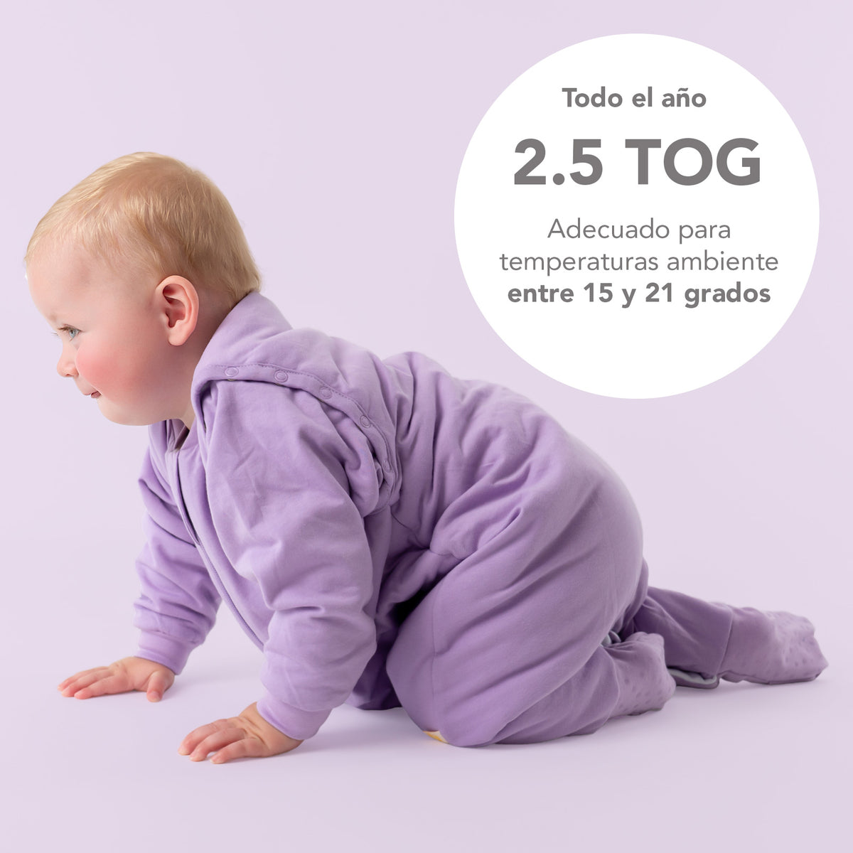 Saco de dormir con pies y suelas antideslizantes 2.5 TOG_Lila_TOG_1202