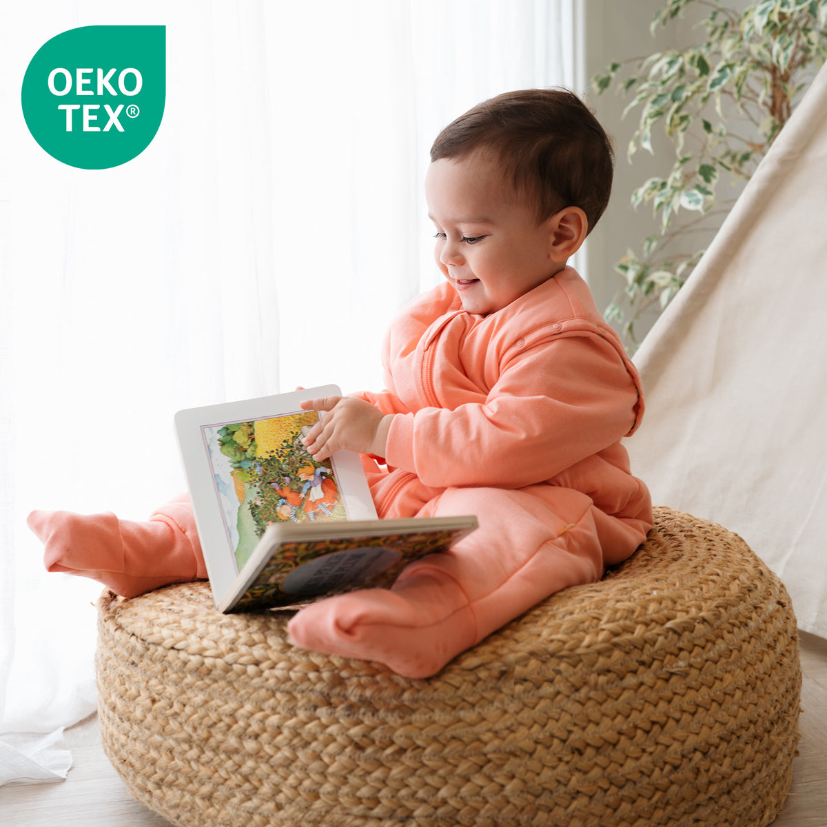 Saco de dormir con pies y suelas antideslizantes 2.5 TOG_Melocotón_OEKOTEX_1202