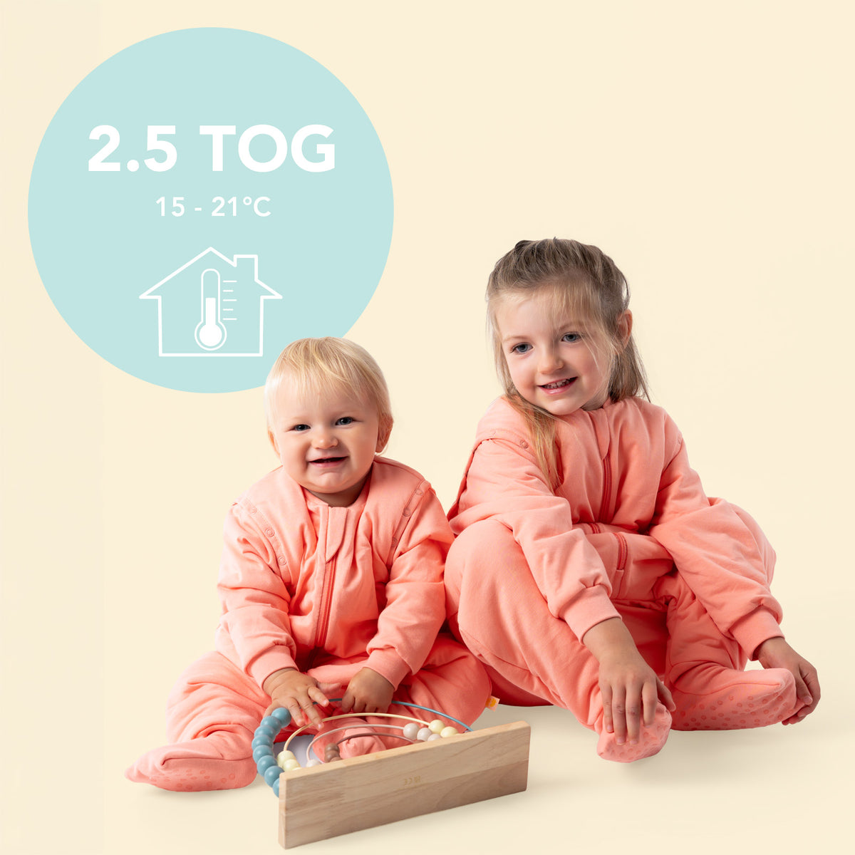 Saco de dormir con pies y suelas antideslizantes 2.5 TOG_Melocotón_TOG_1202