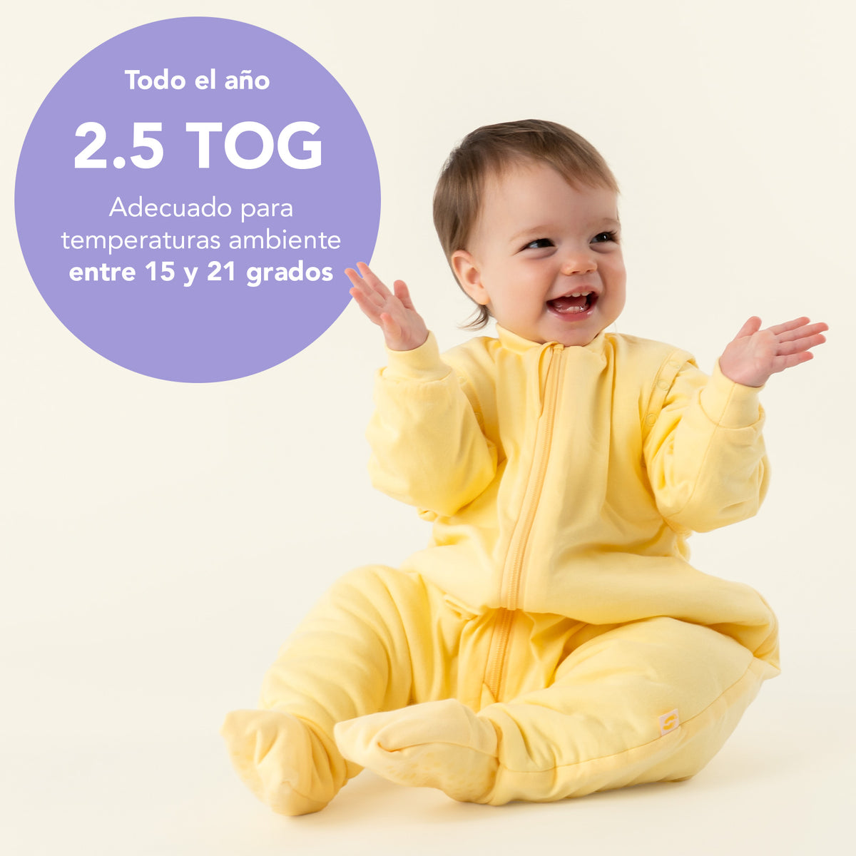 Saco de dormir con pies y suelas antideslizantes 2.5 TOG_Amarillo Claro_TOG_1202
