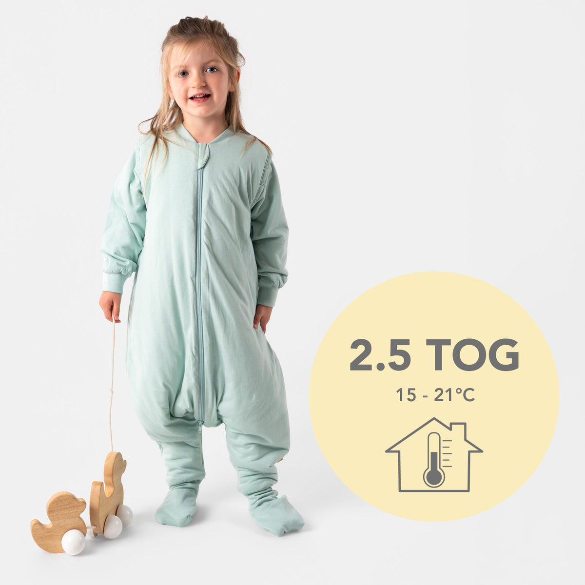 Saco de dormir con pies y suelas antideslizantes 2.5 TOG_Salvia_TOG_1202