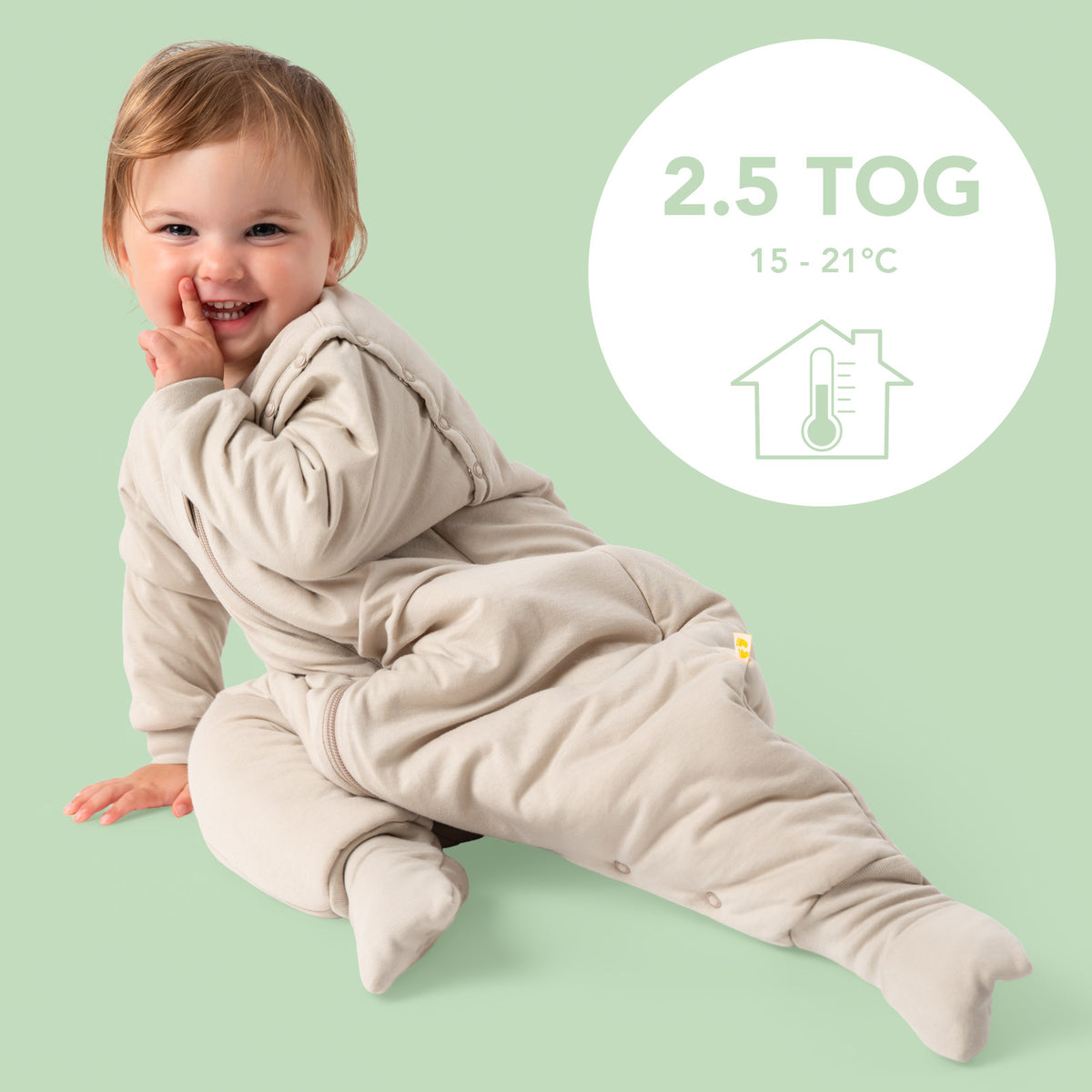 Saco de dormir con pies y suelas antideslizantes 2.5 TOG_Taupe_TOG_1202