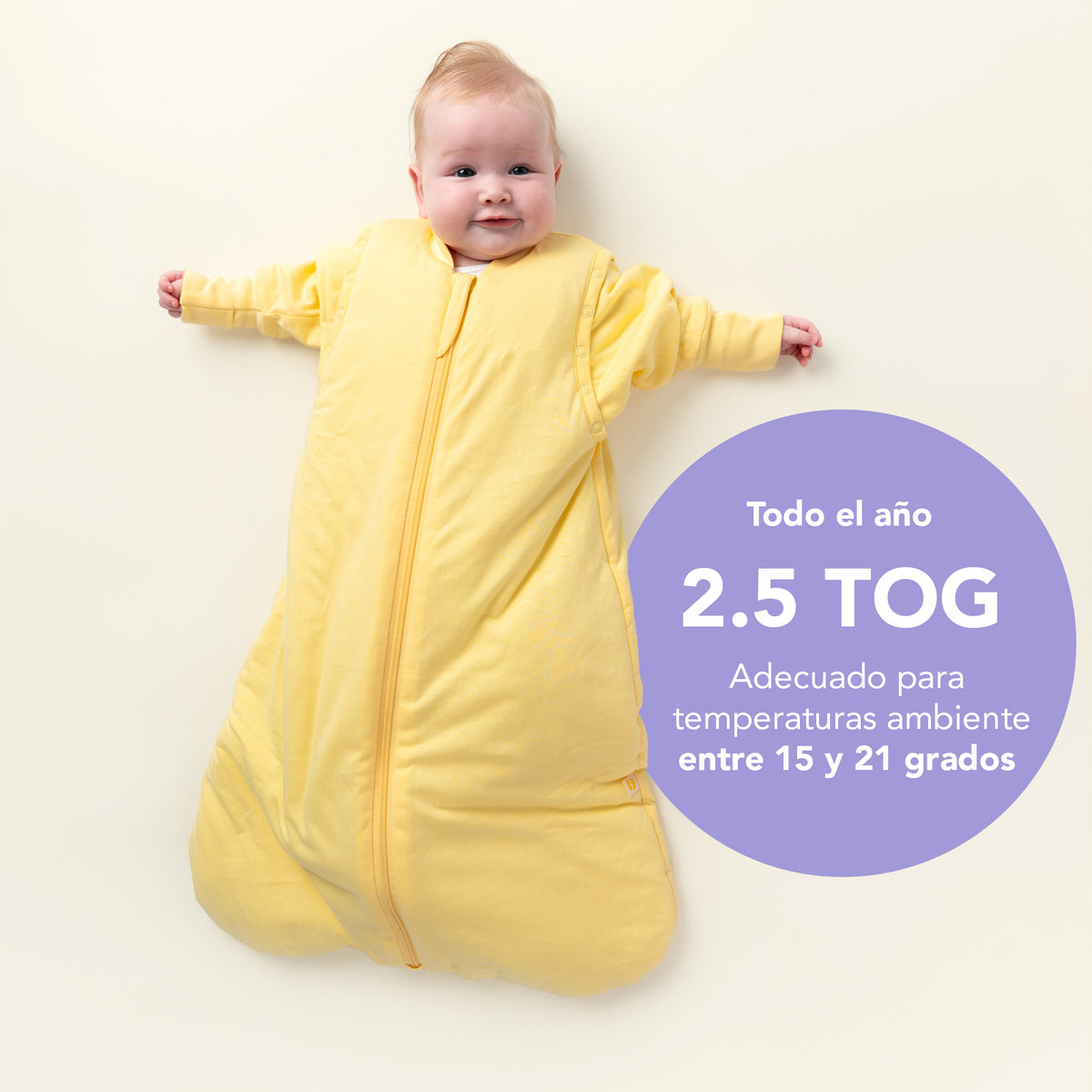 Saco de dormir para bebé 2.5 TOG_Amarillo Claro_TOG_1203