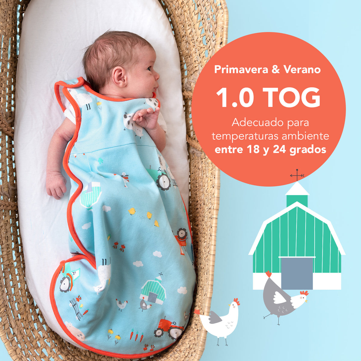 Saco de dormir para bebé de algódon orgánico 1.0 TOG_Granja_TOG_421