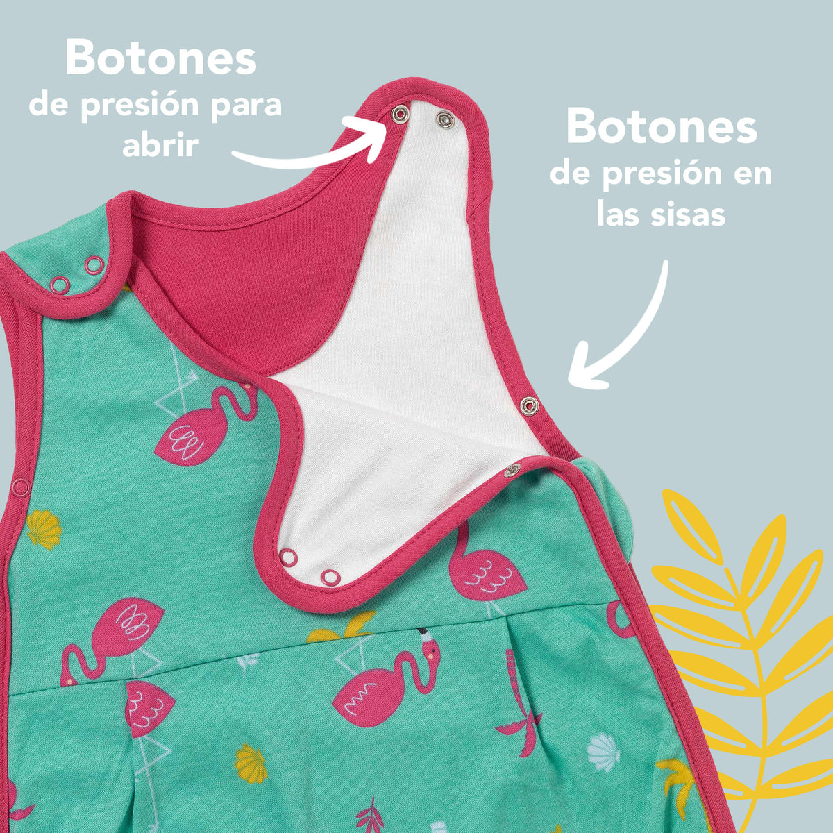 Saco de dormir para bebé de algódon orgánico 1.0 TOG_Flamenco_zona del brazo_421