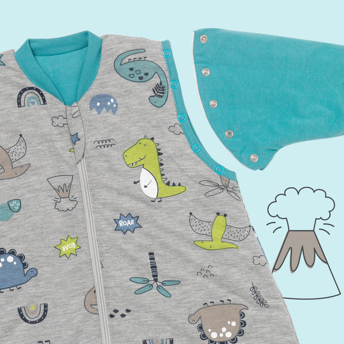 Saco de dormir para bebé 2.5 TOG_Dinosaurio_zona del brazo_465