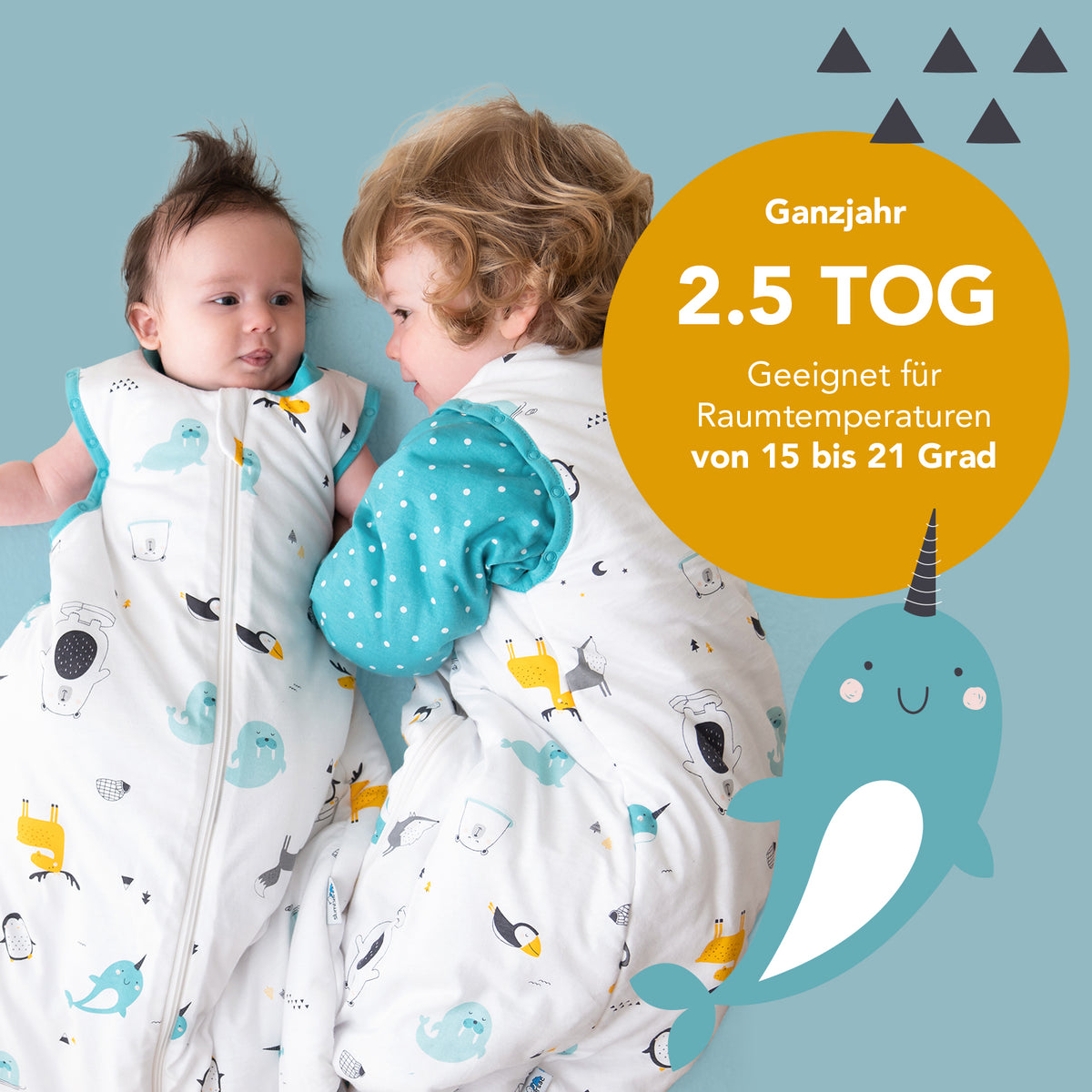 Saco de dormir para bebé de algódon orgánico 2.5 TOG_Amigos Polares_parte trasera_466