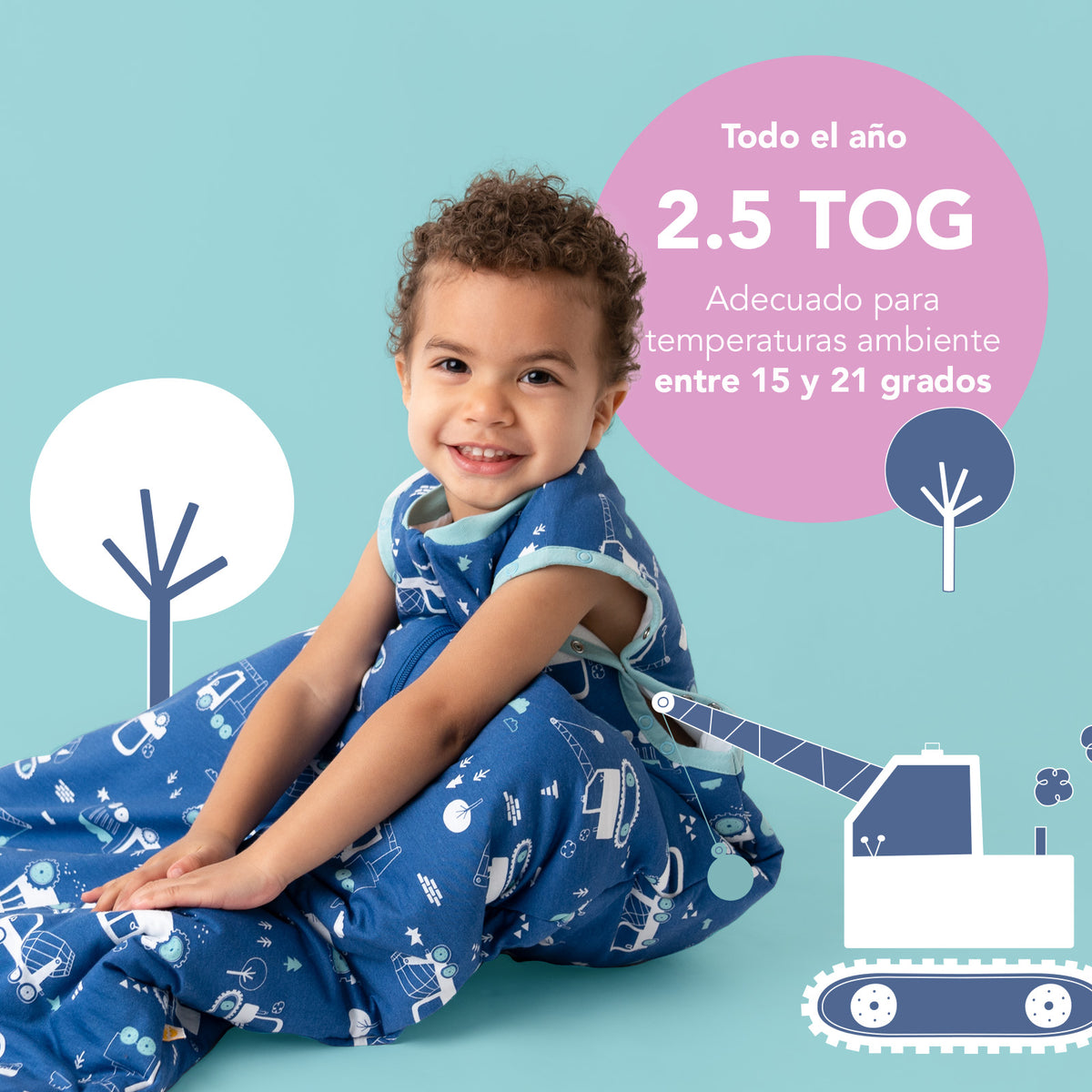 Saco de dormir para bebé 2.5 TOG_Excavadora_TOG_465