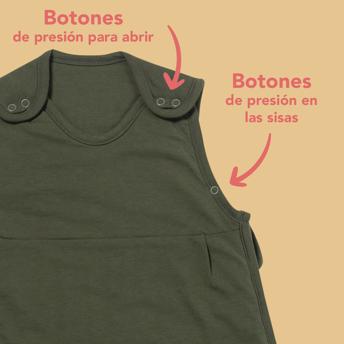 Saco de dormir para bebé 2.5 TOG_Olive_zona del brazo_467