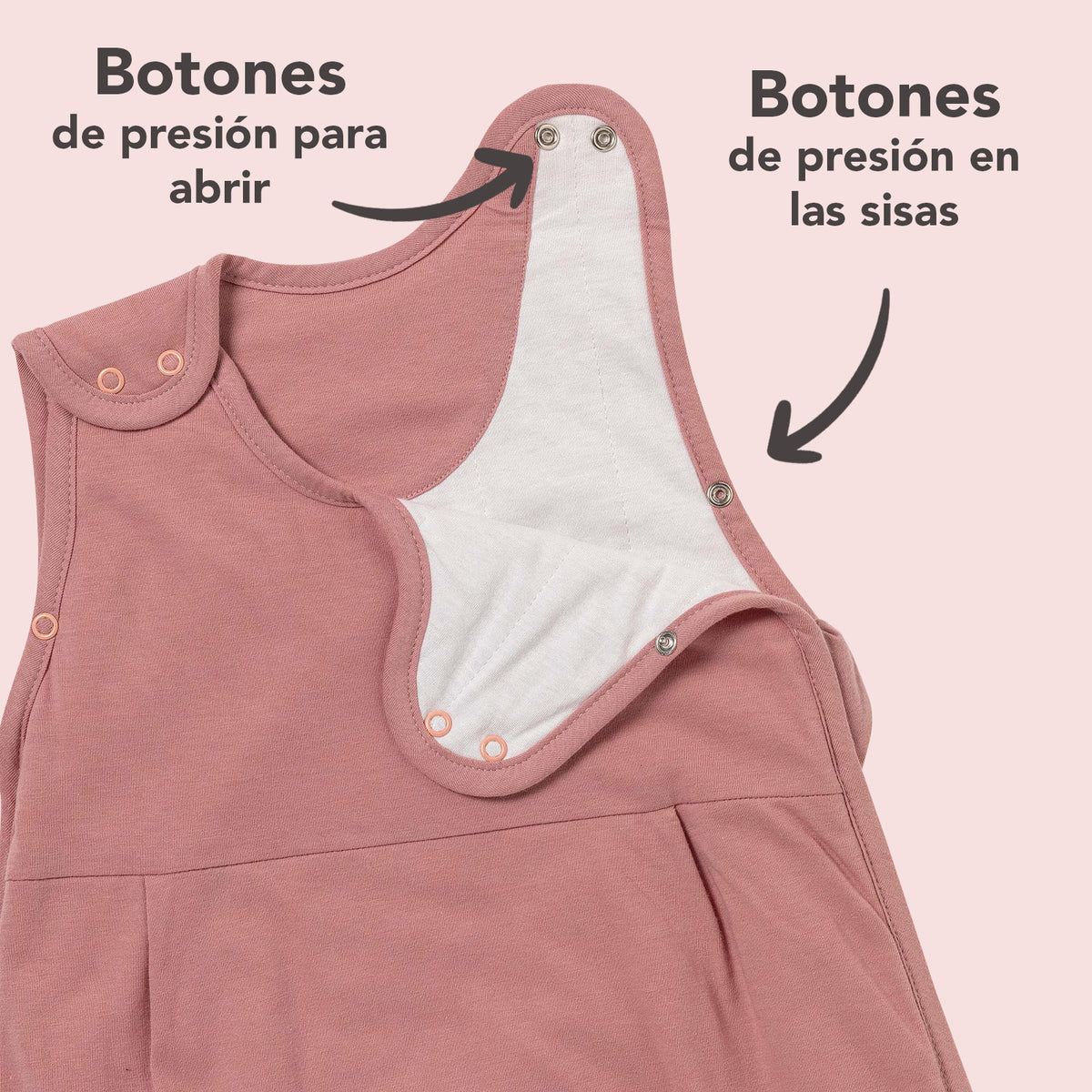 Saco de dormir para bebé 2.5 TOG_Rosa pastel_zona del brazo_467