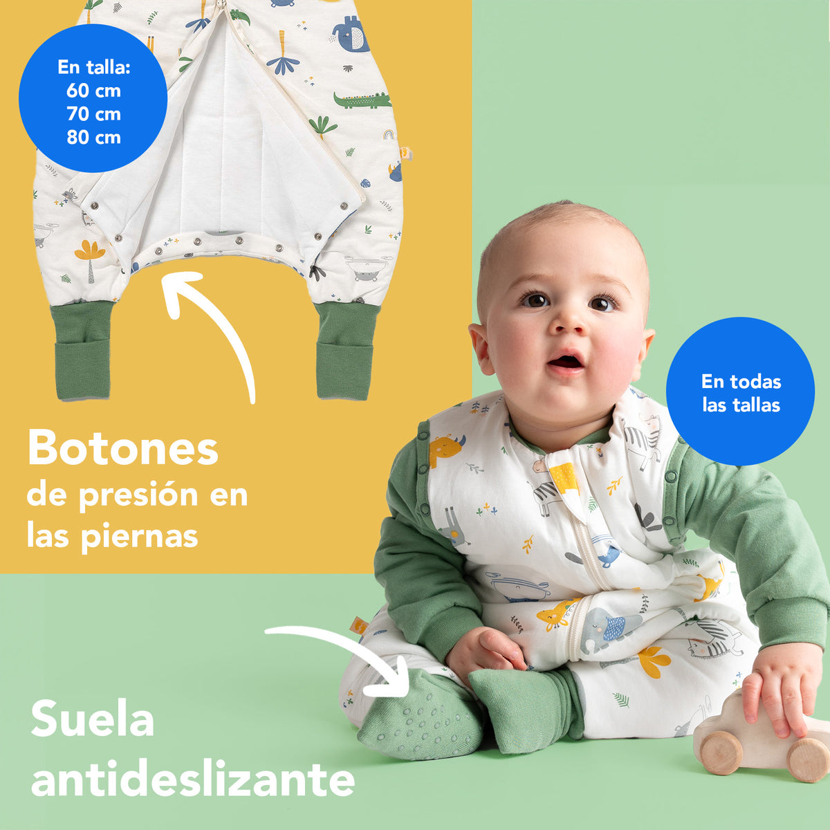 Saco de dormir con pies y suelas antideslizantes 2.5 TOG_Jungla_zona del pie_461