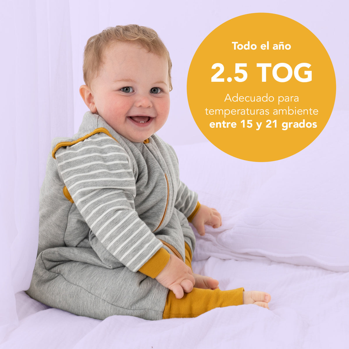 Saco de dormir con pies y suelas antideslizantes 2.5 TOG_Rayas grises_TOG_461
