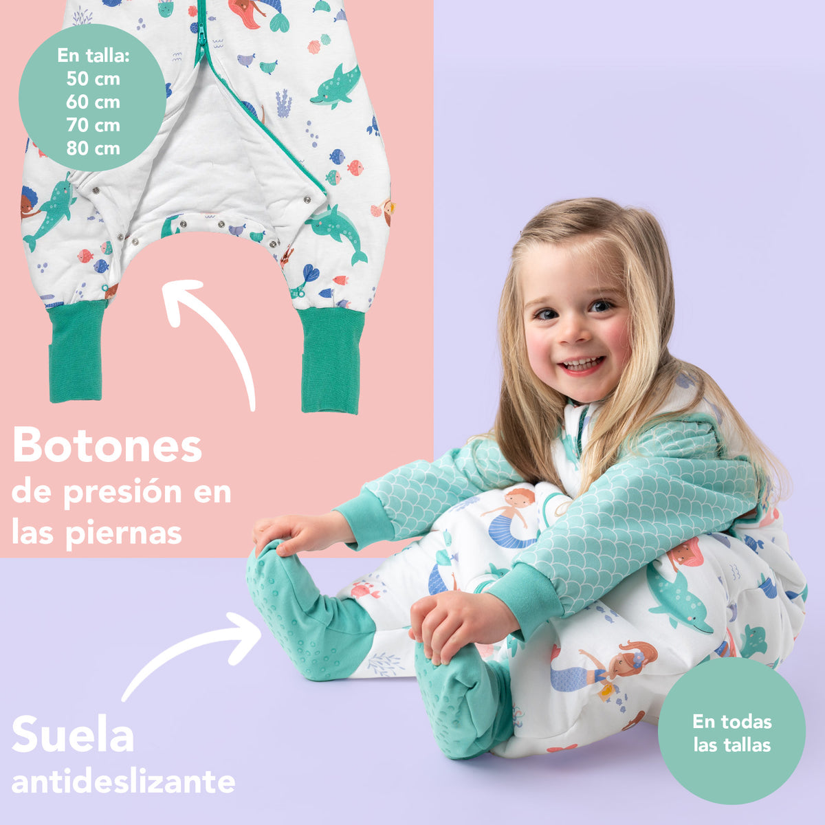 Saco de dormir con pies y suelas antideslizantes 2.5 TOG_Sirena_zona del pie_461