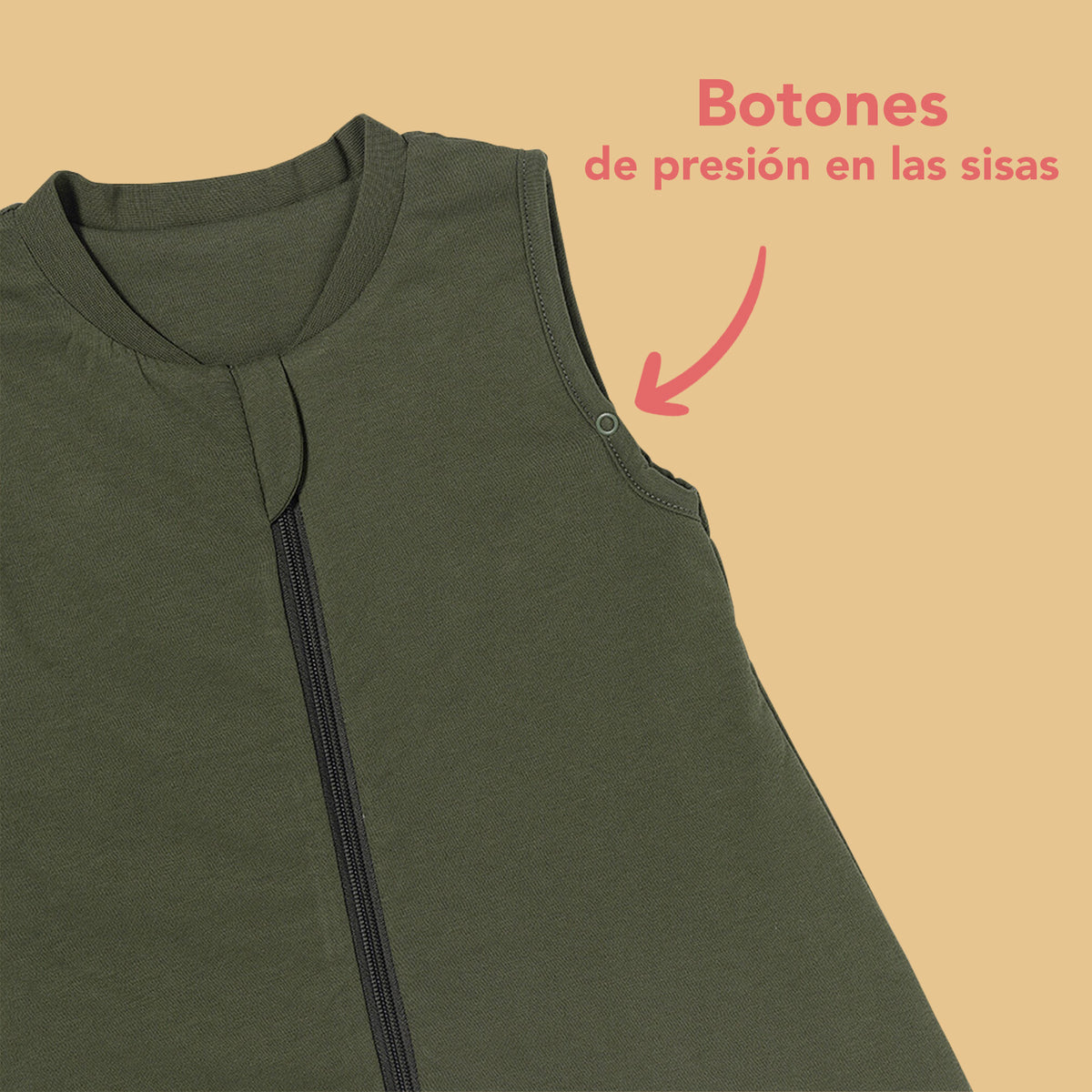 Saco de dormir con pies 2.5 TOG_Olive_zona del brazo_463